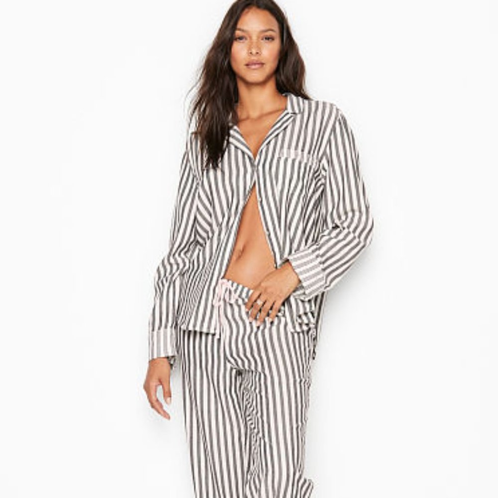 NWOT Victoria's Secret Striped Pajama Button Down